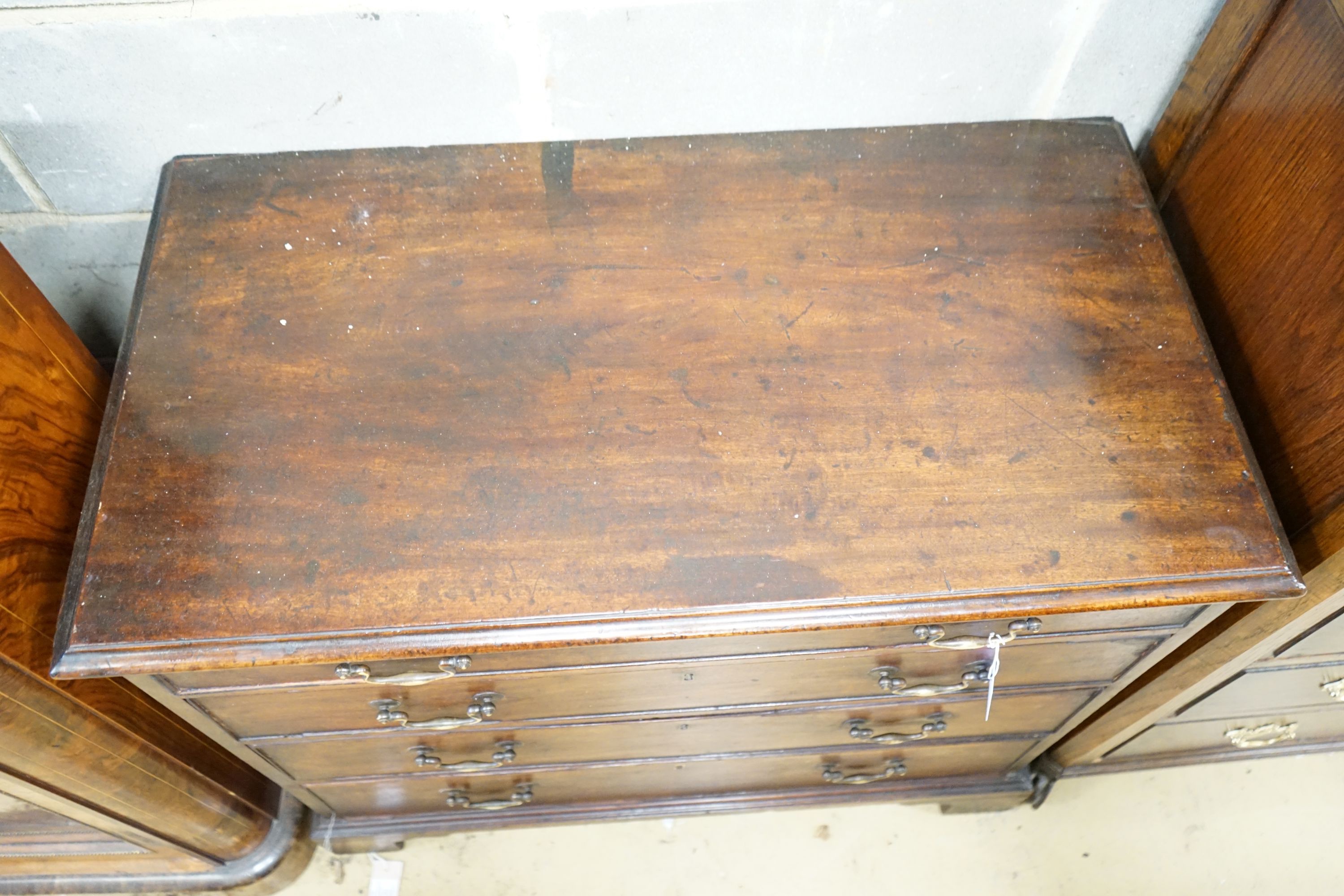 A George III mahogany four drawer chest, width 88cm, depth 46cm, height 77cm